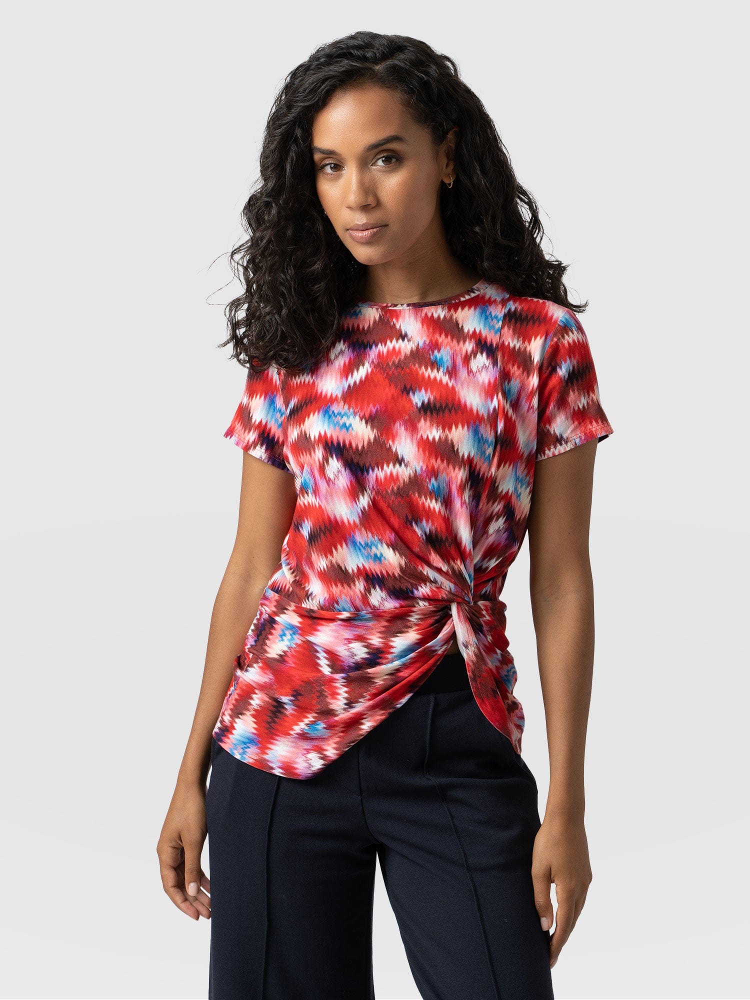 Kensal Twist Front Tee Red Marble - Women's Dresses | Saint + Sofia® USA